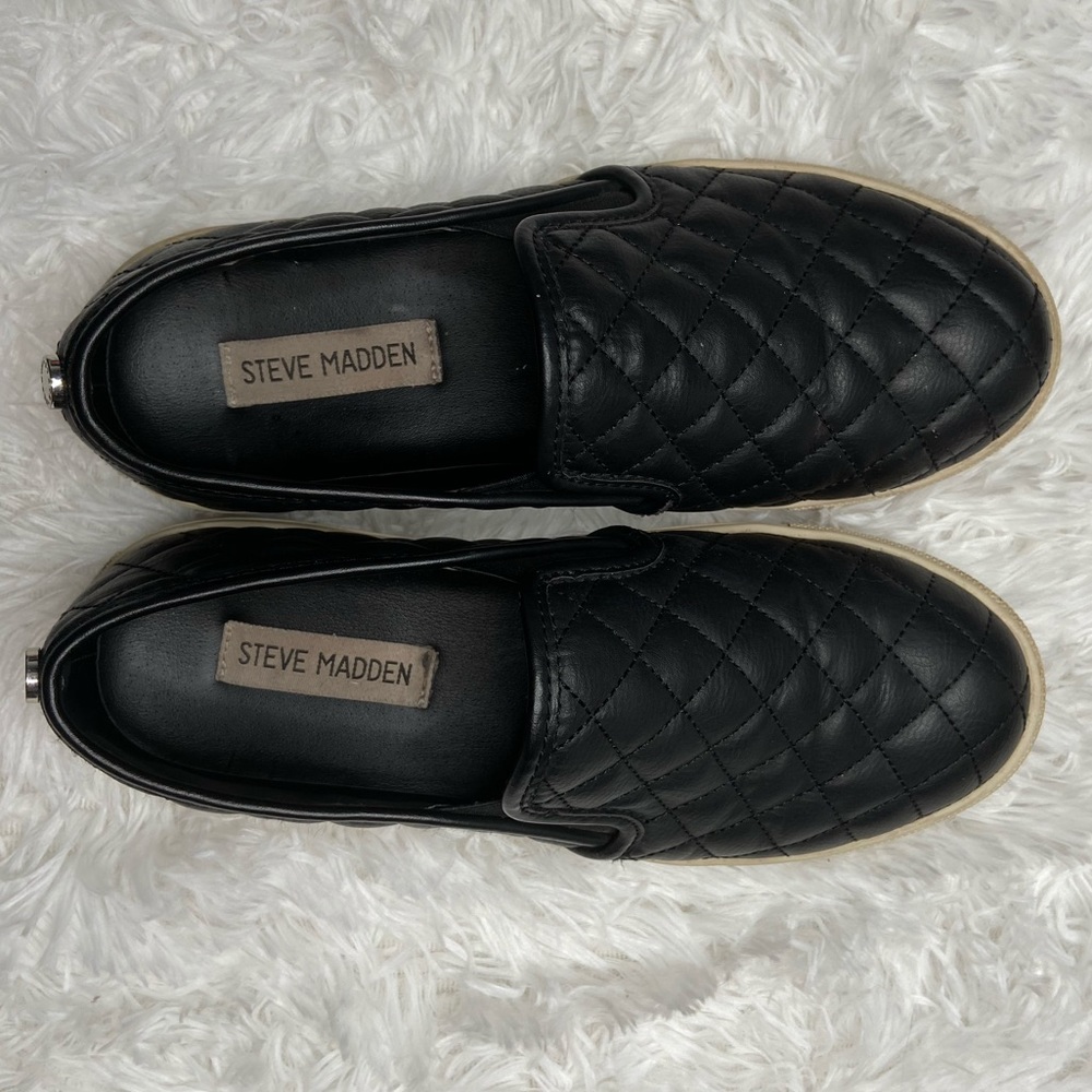 Steve Madden Black Quilted Slip Ons